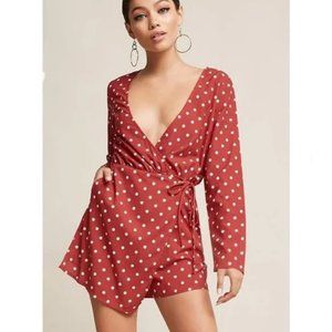 💕 Selfie Leslie Polka Dot Surplice Romper Women's Size Medium